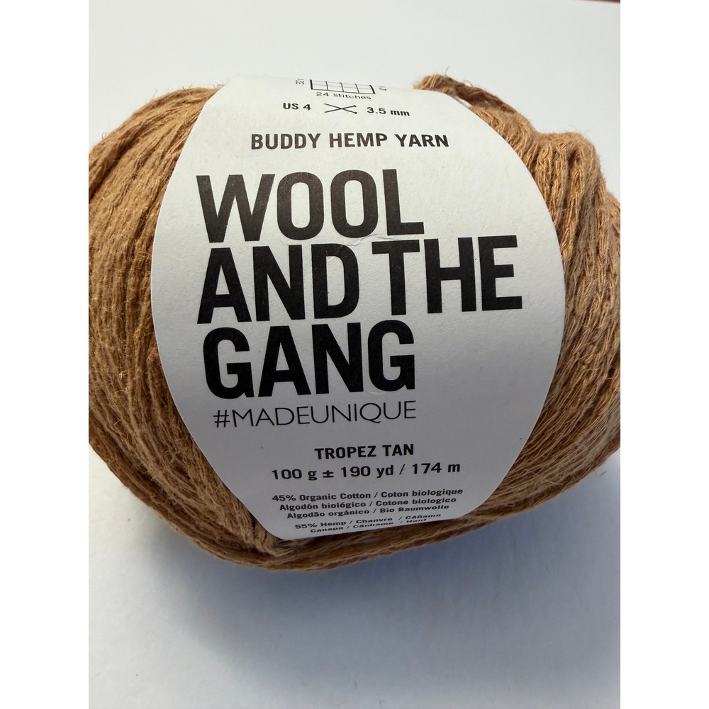 New Wool And‎ The Gang Buddy Hemp Yarn 100g Tropez Tan Organic Cotton Blend